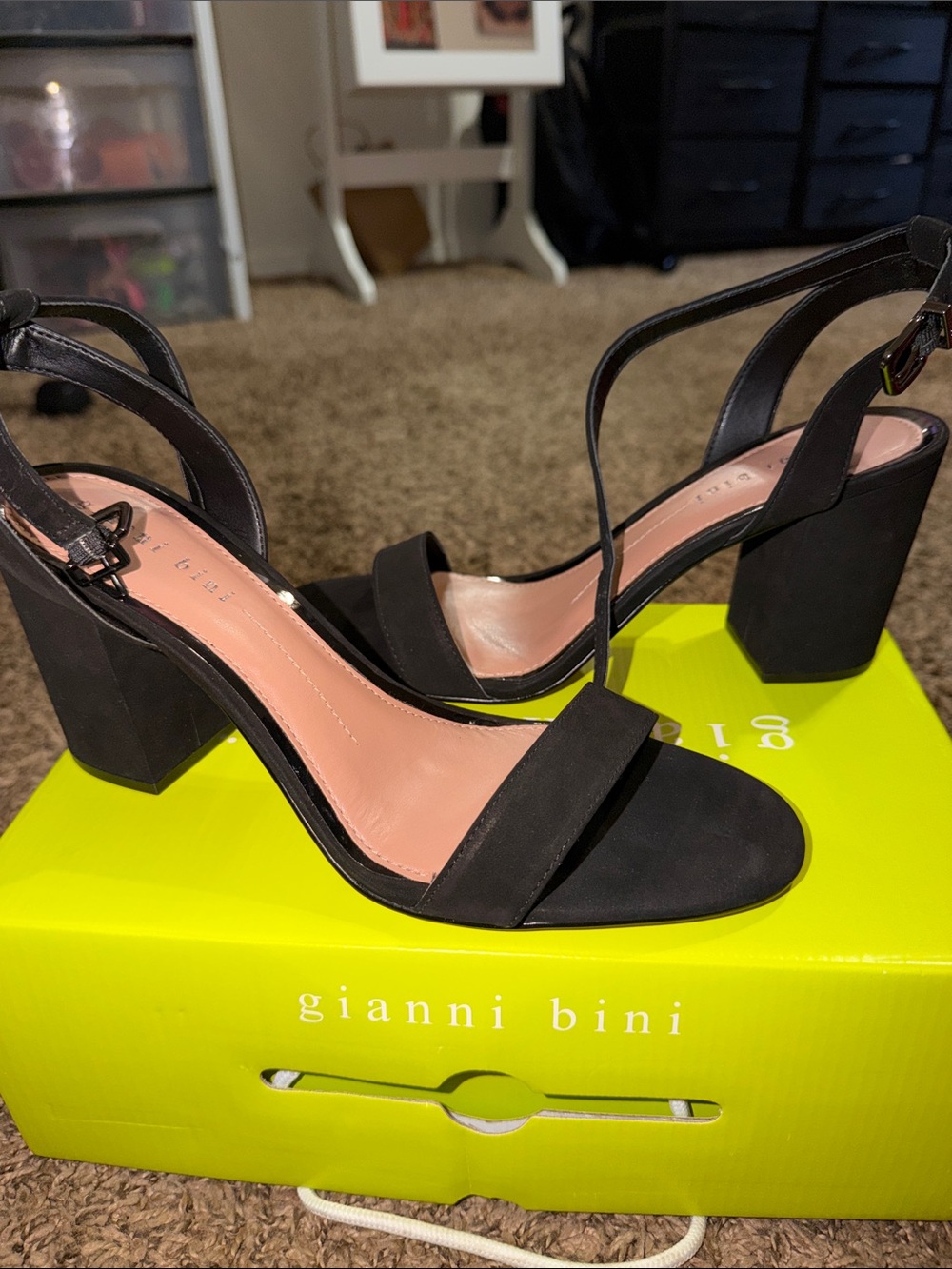 Gianni Bini Black Block Heel Ankle-Strap Sandals